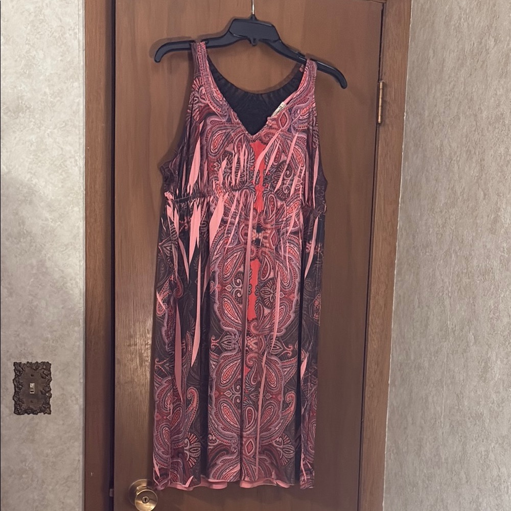 Pretty ONE WORLD Live and Let Live Orange and Black Dress